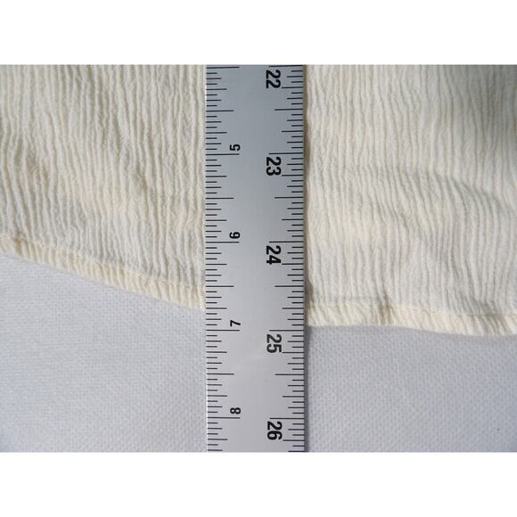 Frye & Co Top Shirt 1X White Gauzy Boho Peasant Ruffle Balloon Sleeve - Picture 4 of 12